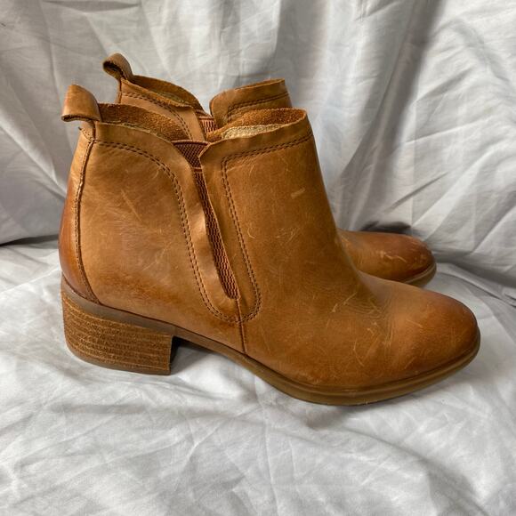 Kork Ease Tan Leather Ankle Boots SZ 9.5M Distressed Casual Careerwear Office - Picture 4 of 8